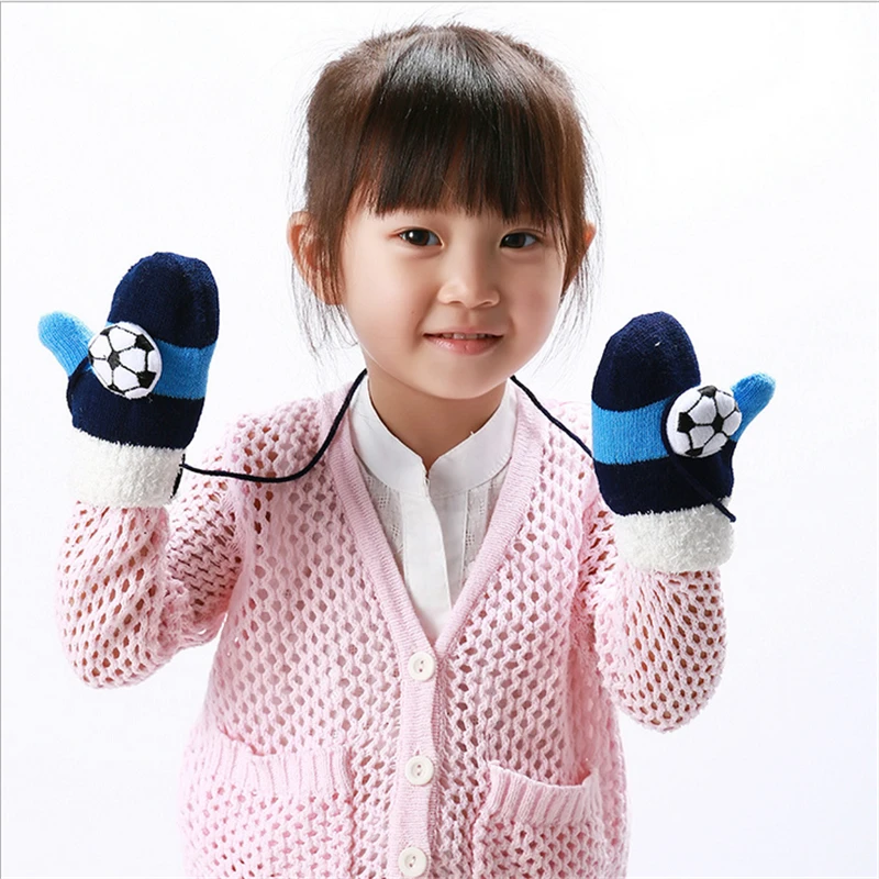Новое поступление, детские зимние вязаные перчатки, толстые шнурки, перчатки для девочек, теплые, с веревкой, митенки для пальцев, для детей, rekawiczki
