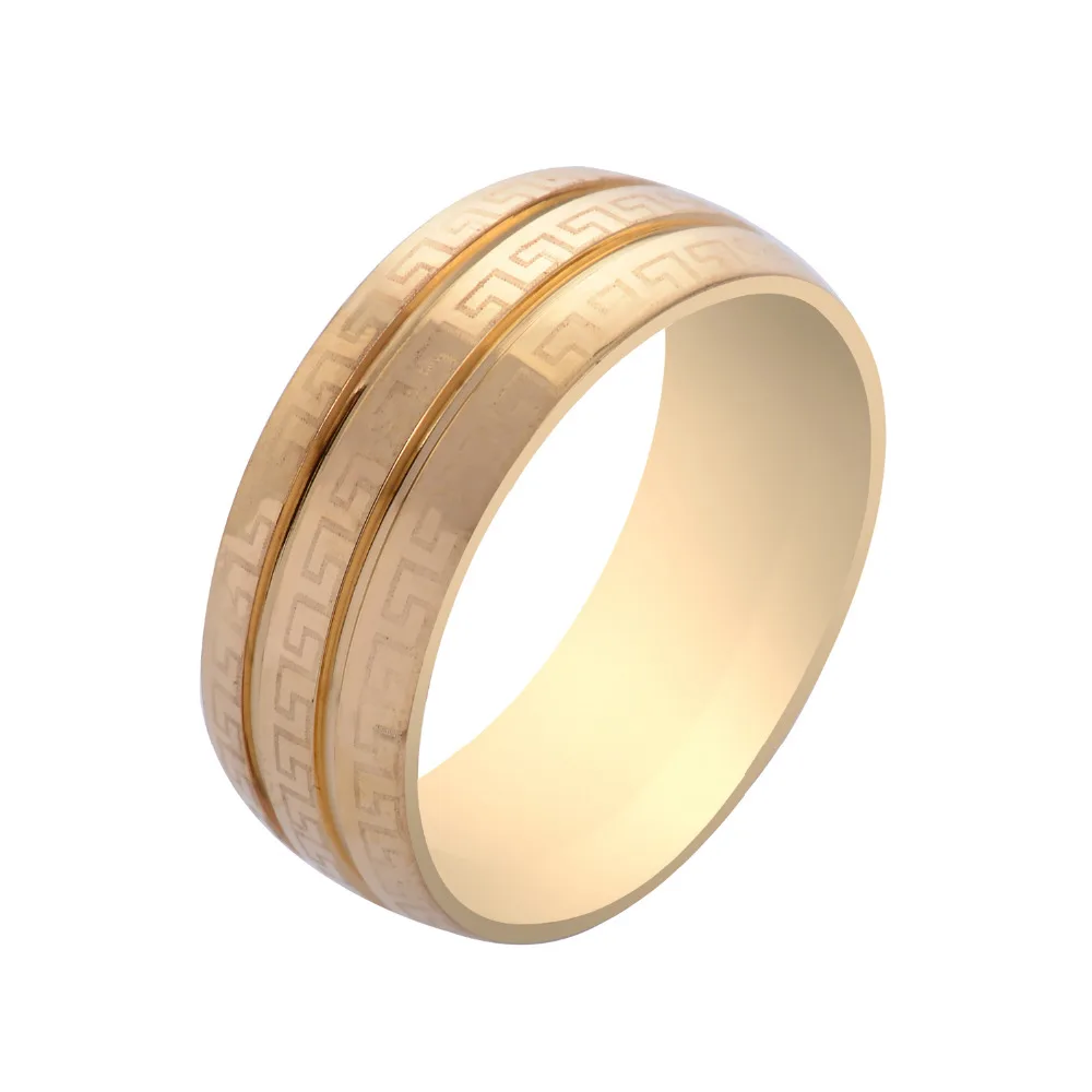 New Fashion 8mm Width Men's Gold Color Stainless Steel Rings