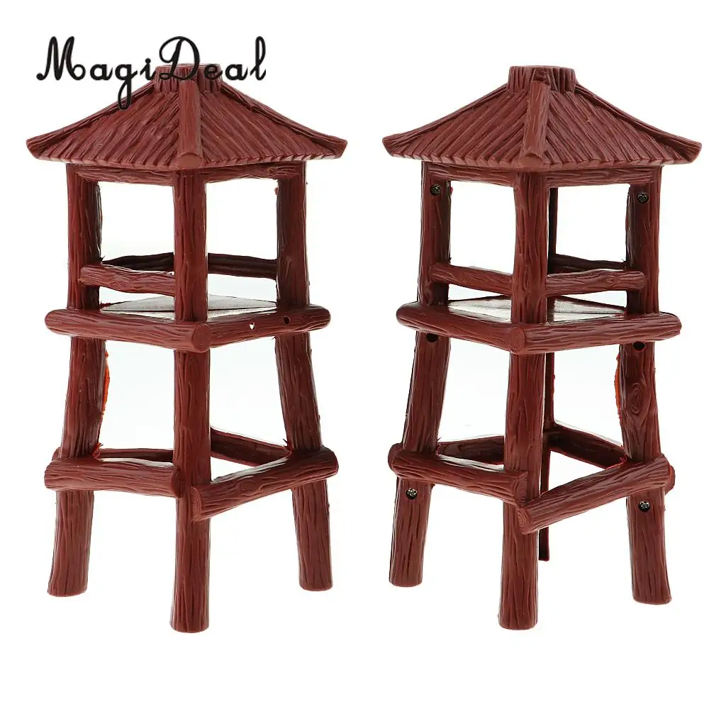 MagiDeal 2 Pieces Military Watch Tower 18.5cm Height Model Soldier Army Men Accessory for Wargame Scenery Building Toy