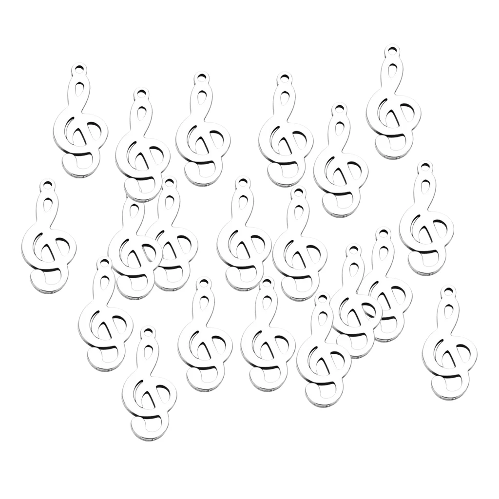 20Pcs Stainless Steel Music Notes Shapes Pendants Jewelry Making Charms for DIY Necklace Bracelets Crafts, 9.8 x 12.3mm