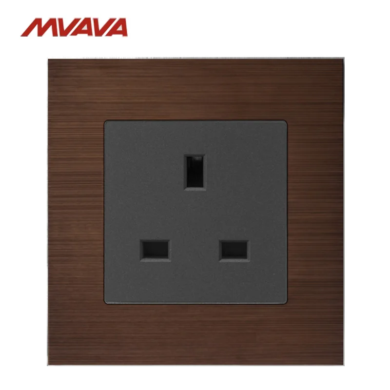 

MVAVA 13A Socket UK Standard Wall Outlet Decorative Receptacle AC110-250V Luxury Aluminium Brushed Panel Free Shipping