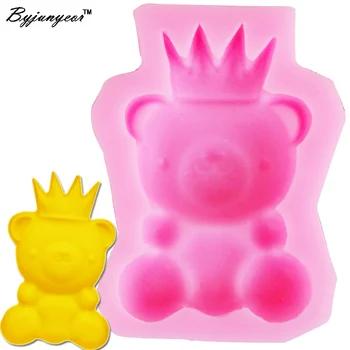 

Byjunyeor Bear Crown UV Resin Silicone Mold Fondant Chocolate Candy Lollipop Crystal Epoxy Soft Clay Bake Tool m615