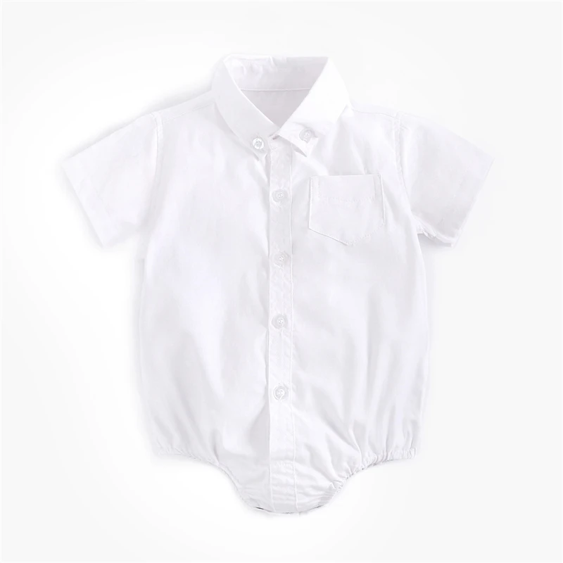 Формальная рубашка джентльмена с короткими рукавами и отворотами для новорожденных и маленьких мальчиков; комбинезон для дня рождения; реквизит для фотосессии