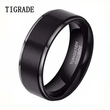 1pc8mm cepillo negro 100% carburo tungsten anillos de bodas de la joyería anillo de los hombres de moda banda de compromiso anelli uomo anel masculino preto