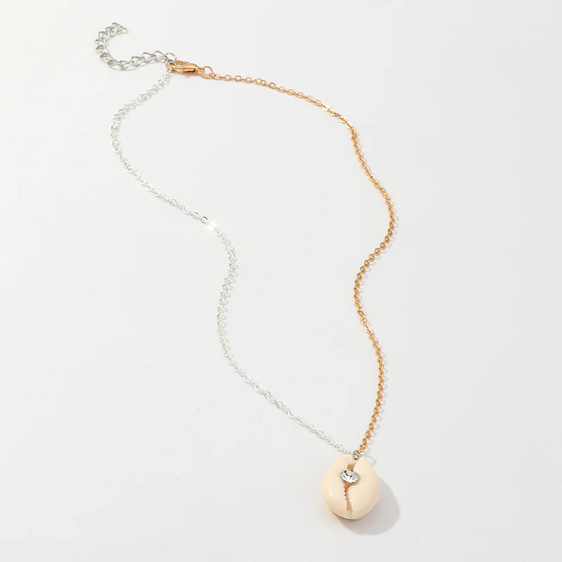 Boho Sea Cowrie ракушка со стразами кулон ожерелье Минималистичная тонкая цепь океан пляжные ожерелья для женщин колье Femme ювелирные изделия
