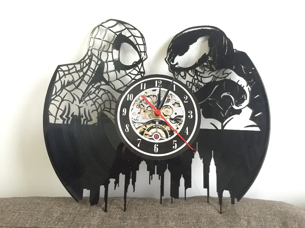 

wall clock Spiderman Vs Venom Vinyl Record Wall Clock for Bedroom duvar saati