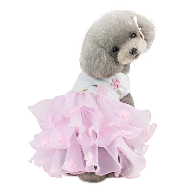 Прекрасная комнатная собачка платье Vestidos для маленьких товары собак лето Чихуахуа Мопс Йорки костюмы весна щенок свадебные платья