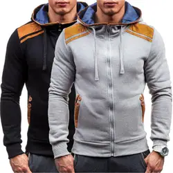 Толстовки для мужчин 2018 бренд толстовка на молнии лоскутный свитер хип хоп Модные Мужские Толстовка s Уличная