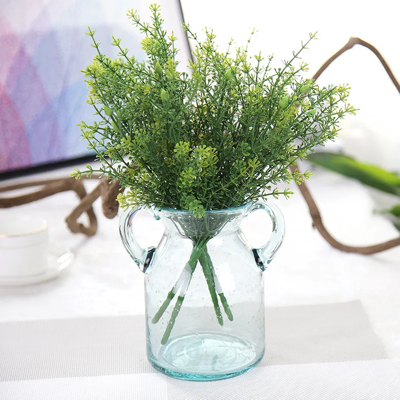

Hot Selling Green Grass Artificial Plants For Plastic Flowers Household Store Dest Rustic Decoration Clover Plant
