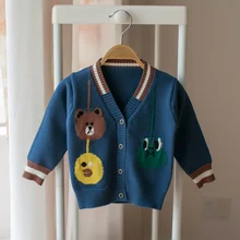 Детский свитер; коллекция года; сезон весна-осень; кардиган для мальчиков; свитер с героями мультфильмов; милые модные свитера с длинными рукавами для малышей