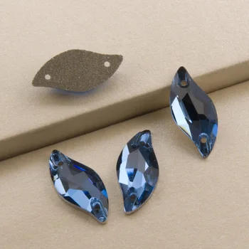 

Blue Zircon 3254 Leaf 9X20mm 14x30mm Flat back Rhinestones Crystal Stone Sew on Rhinestone Garment Crystals Sewing Chain Stones