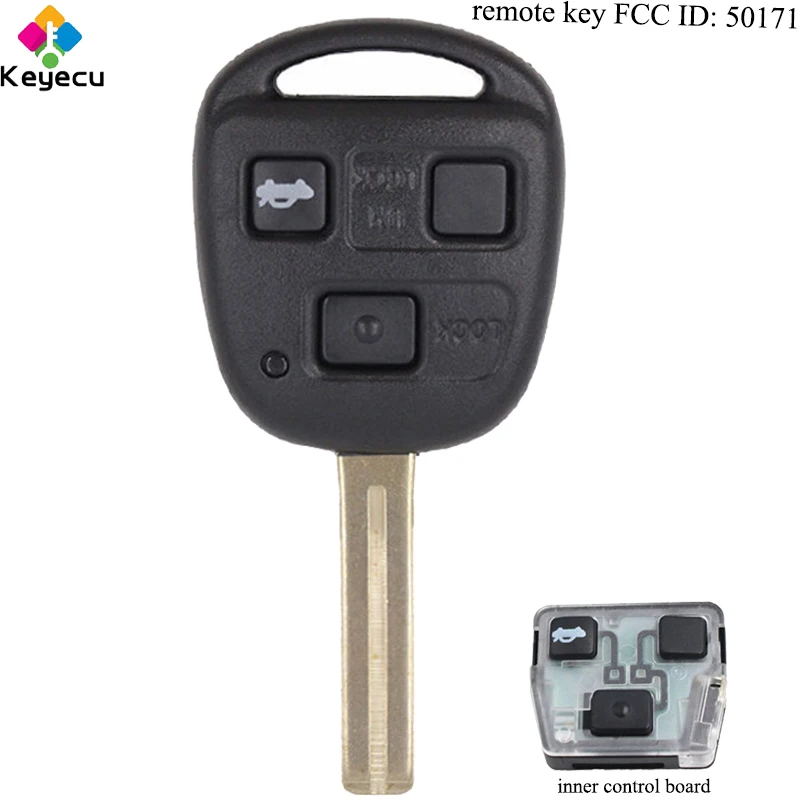 KEYECU Замена ASK Keyless дистанционного ключа автомобиля-3 кнопки и 433 МГц и 4D68 чип и TOY48 Uncut Blade-FOB для Lexus FCC ID: 50171