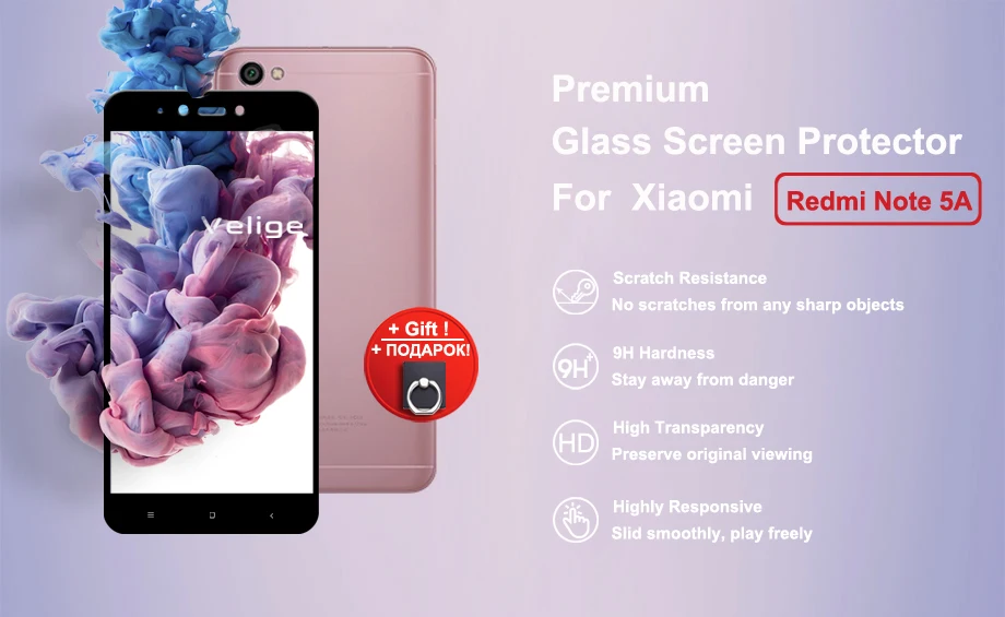2 Pack Velige Full Cover Tempered Glass Screen Protector For Xiaomi Redmi Note 5A Xiomi Redmi Note5A Real 2.5D Glass Flim (5)