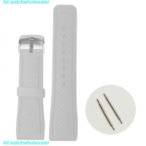 24mm Pure White Silicone Jelly Rubber Ladies Men Watch Band Straps WB1078B24JB