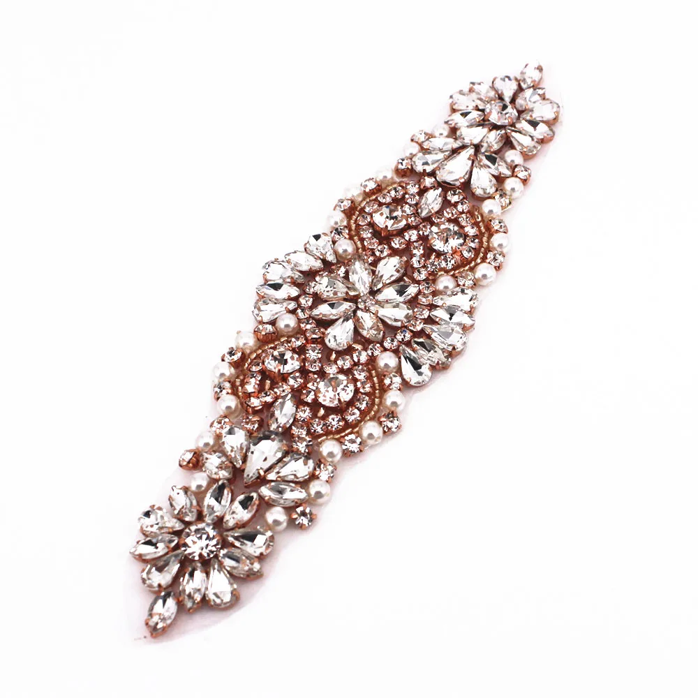 17.5X5cm Elegant Handmade Hot Fix Sewing Rhinestone Applique Fashion Clothes Shoes Sandal Hats Party Dress Bridal Sash Jewelry Jewelry Findings