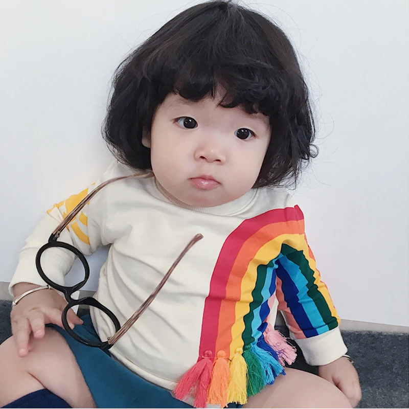 

Long Sleeve Girls T-shirt 2018 Spring Cotton Children's Rainbow Tees Kids Top Toddlers Candy Color Baby Casual Clothes 18