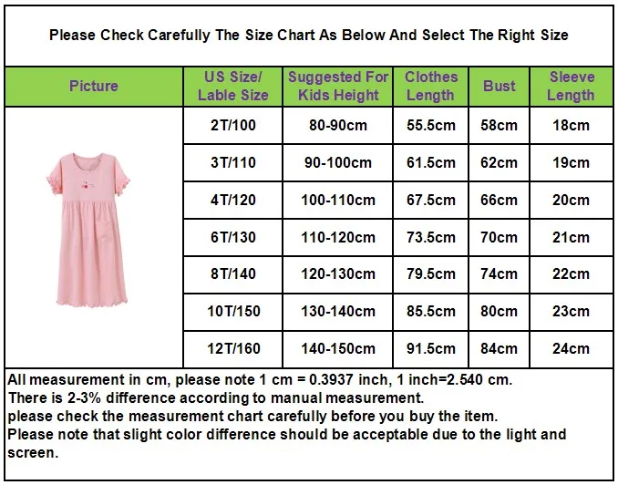 Princess nightgowns for girls cotton nightdress girls sleepwear loose dress size