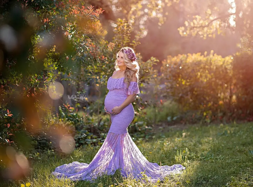 Кружевное нарядное женское платье для беременных; реквизит для фотосессии; платья с открытыми плечами для беременных; платье с оборками для беременных; одежда для фотосессии