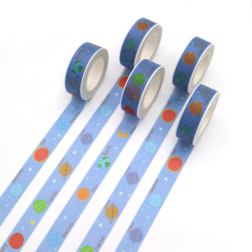 

1 PCS Creative Planet Washi Tape DIY Decoration Scrapbooking Planner Masking Tape Kawaii Stationery Adhesive Tape 15mm*10m