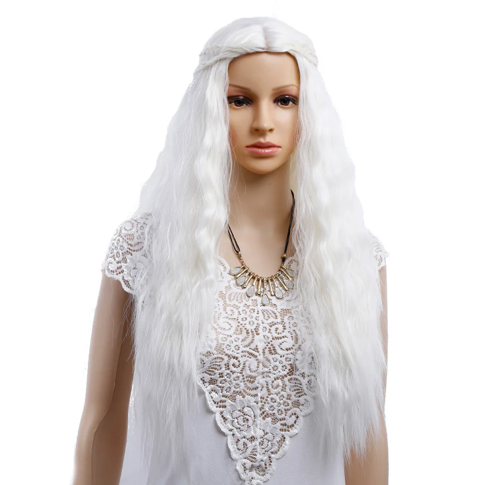 

Amir Cosplay Wigs Game of Thrones Daenerys Targaryen Cosplay Wig slivery grey and blonde Synthetic Hair Wig Long Wavy Hair Wigs