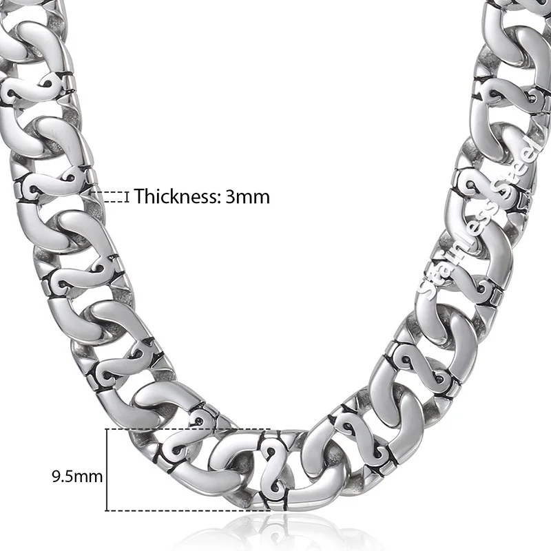  Davieslee Mens Necklace 316L Stainless Steel Biker Chain Necklaces for Men Silver Wholesale Punk Je