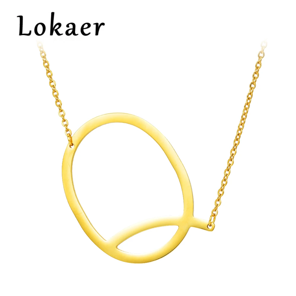 Lokaer, подвески с буквами, 26 алфавит, оригинальное ожерелье, золотой цвет, нержавеющая сталь, колье, ожерелье для женщин, ювелирные изделия, можно дропшиппинг - Окраска металла: Letter Q