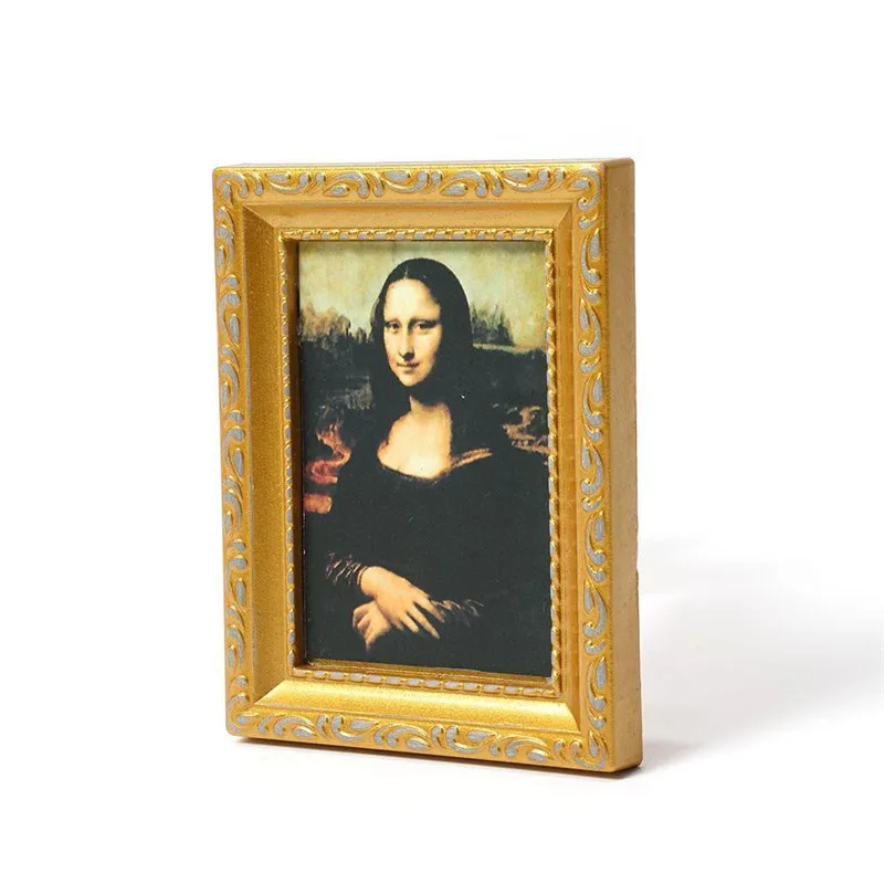 Dongzhur Mini Mona Lisa Miniatura картина для DIY кукольный домик Poppenhuis Miniaturen 1:12 деревянная кукла украшение для дома аксессуары