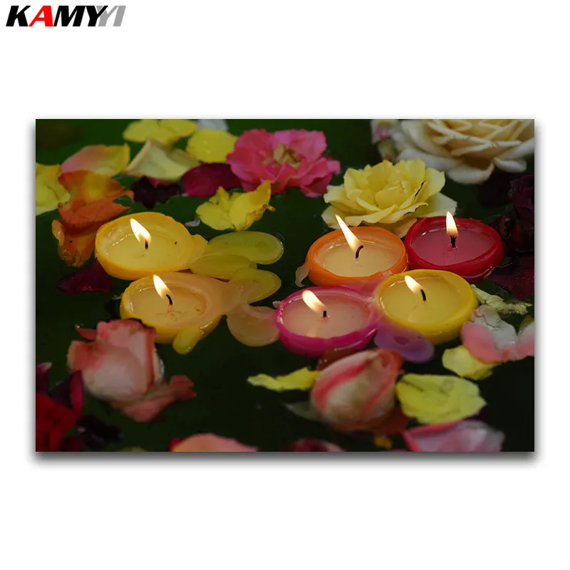 

DIY 3D Diamond mosaic flowers Full Square Diamond embroidery Cross stitch peony Full Round Diamond painting candle