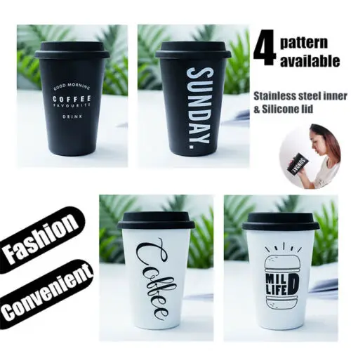 

HIRIGIN Stainless Steel Mug Portable Travel Tumbler Coffee Ice Cup With Drinking Lid