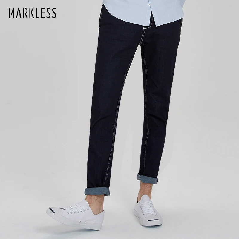 

Markless Jeans Men 2018 Autumn Casual Straight Denim Jeans Men's Thin Cotton Denim Blue Pants jeans homme NZA6008M