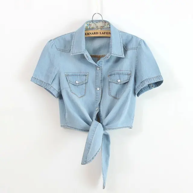 ladies short sleeve denim shirt