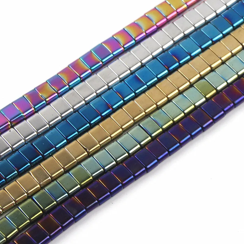 

180PCS Glossy Cut Natural Square Hematite Stone Beads For DIY Jewelry Bracelet Loose Spacers Accessories Wholesale