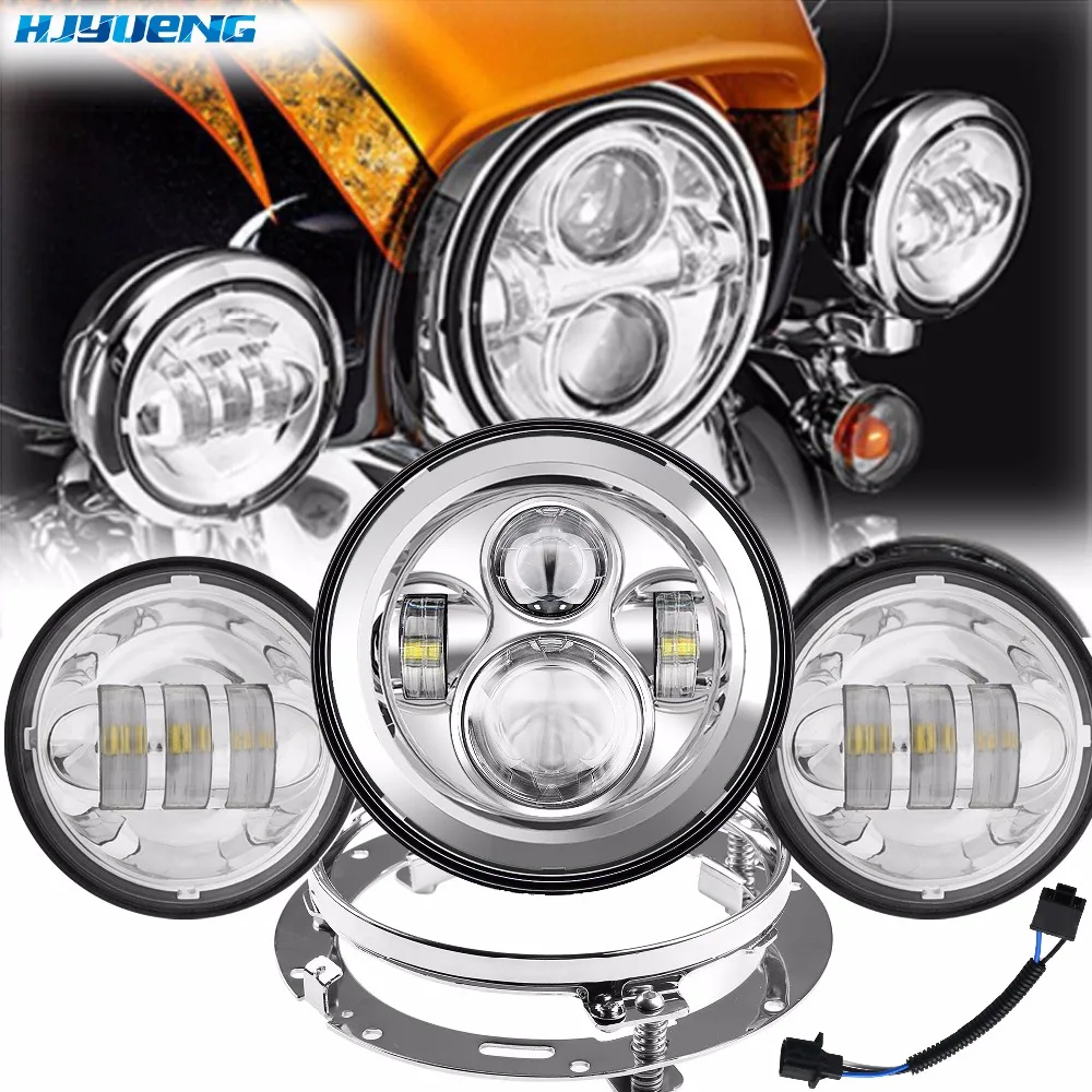 45W 7"LED Headlamp Headlight For Harley Davidson Motorcycle Auxiliary