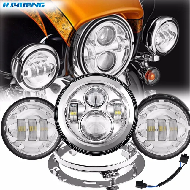 45W 7"LED Headlamp Headlight For Harley Davidson Motorcycle Auxiliary
