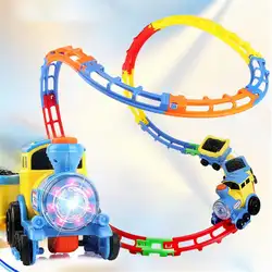 Детская игрушка подвижного железнодорожного локомотив трек с легкой музыки электрические игрушки флип Электрический вагона дети игрушки
