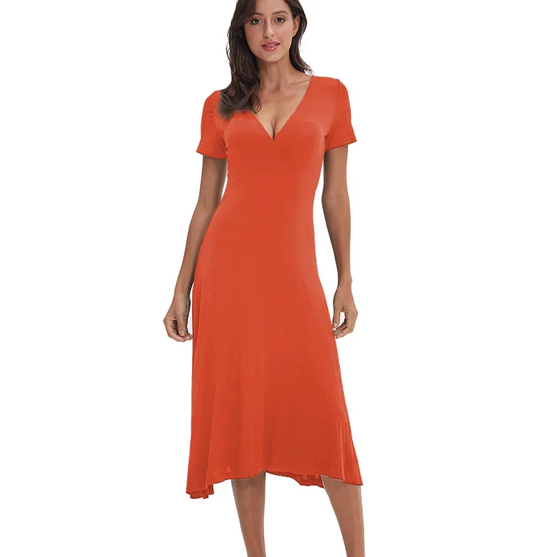 Экологичное вискозное женское платье с коротким рукавом длинное платье женское летнее платье очень мягкое M302123 - Цвет: color 18