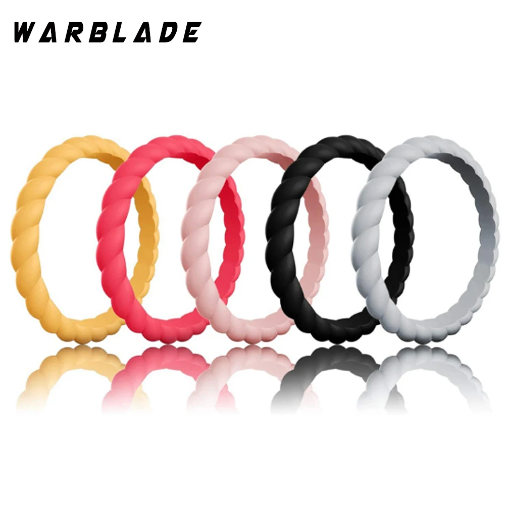 DARLING HER Thin Braided Silicone Ring Women Wedding Rings Rubber Bands Sport Hypoallergenic Crossfit Flexible Woven Silicone Finger Rings