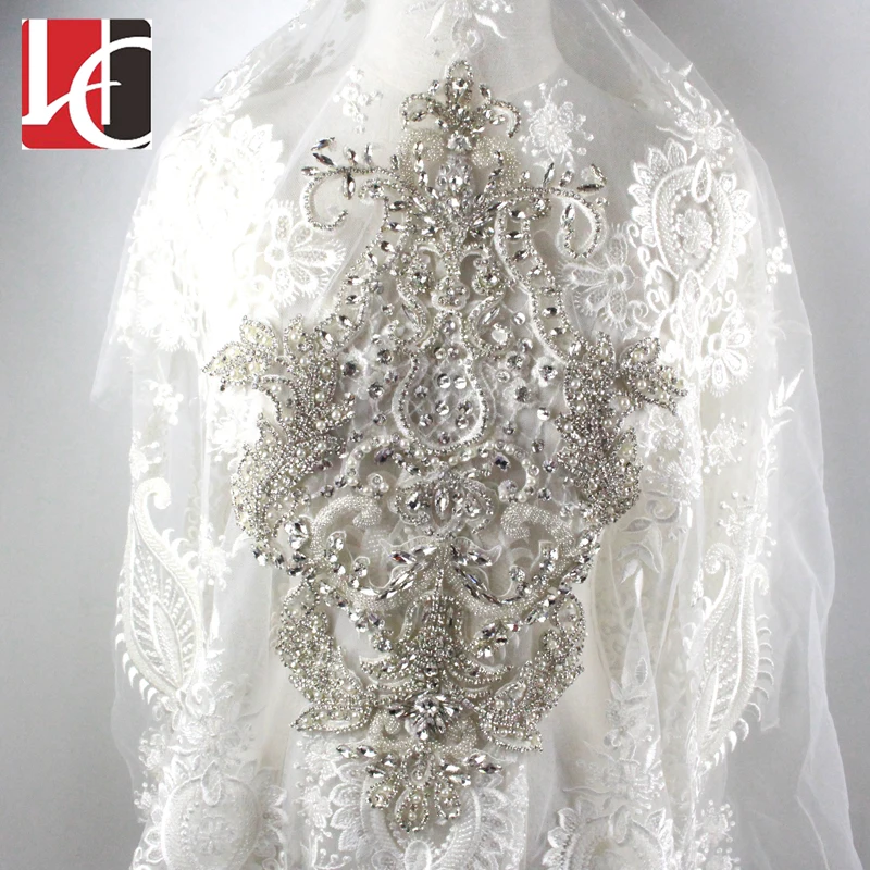 

Hot sale unique Design rhinestone applique for wedding dress decoration