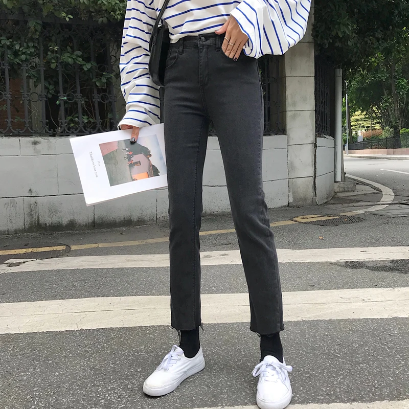 cut jeans frayed hem