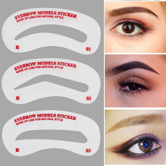 professional eye brow template accessories makeup tool kit 12 pairs