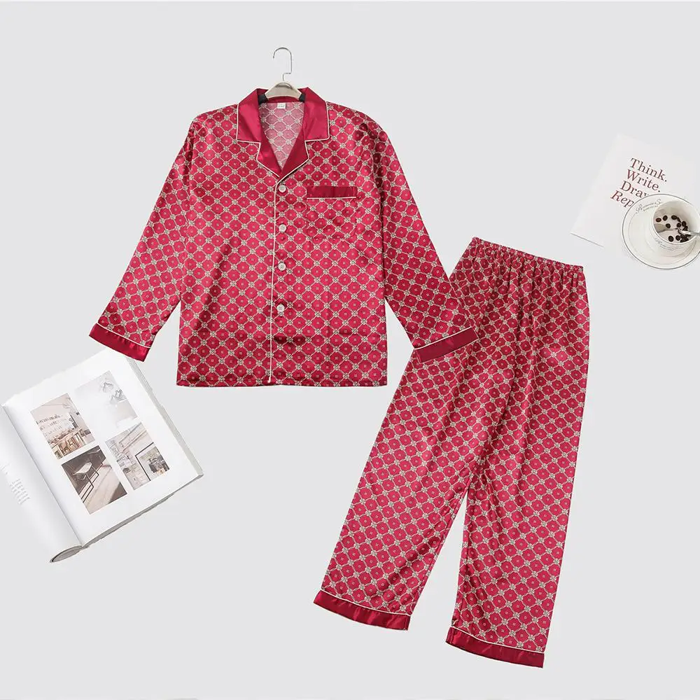Красный Для мужчин с длинными рукавами пижамный комплект новая весенняя пижама с длинными рукавами район Повседневное из 2 предметов ночное Твердые мужской пижамы Пижамный костюм - Цвет: Style 5