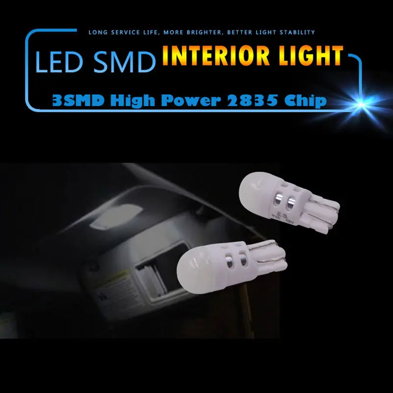 SMD T10 W5W светодиодные огни автомобиля 194 168 12 В лампы 6000 К Белый сигнала Светодиодная лампа для авто Подсветка салона подсветка приборной