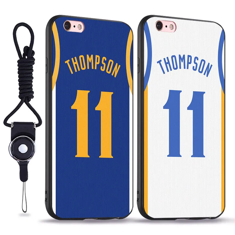 

Klay Thompson creative design soft silicone TPU phone case cover Shell For Apple iPhone 5S SE 6 6S 7 PLUS with hang rope