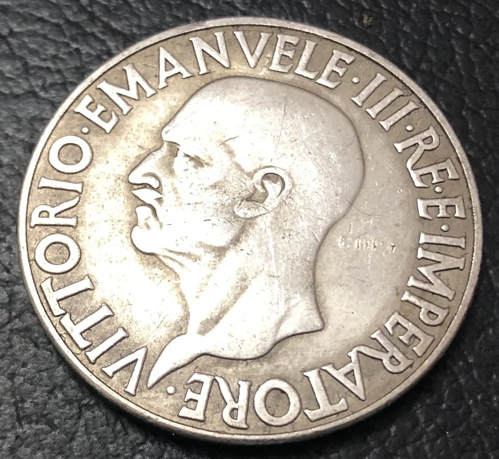 

1936 Italy 20 Lire-Vittorio Emanuele III Silver Plated Copy Coin