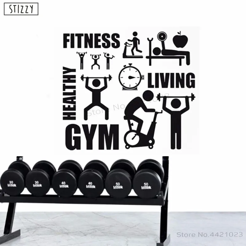 

STIZZY Wall Decal Sport Motivation Symbol Vinyl Wall Stickers Fitness Gym Window Waterproof Decor Removable Man Club Decals B595