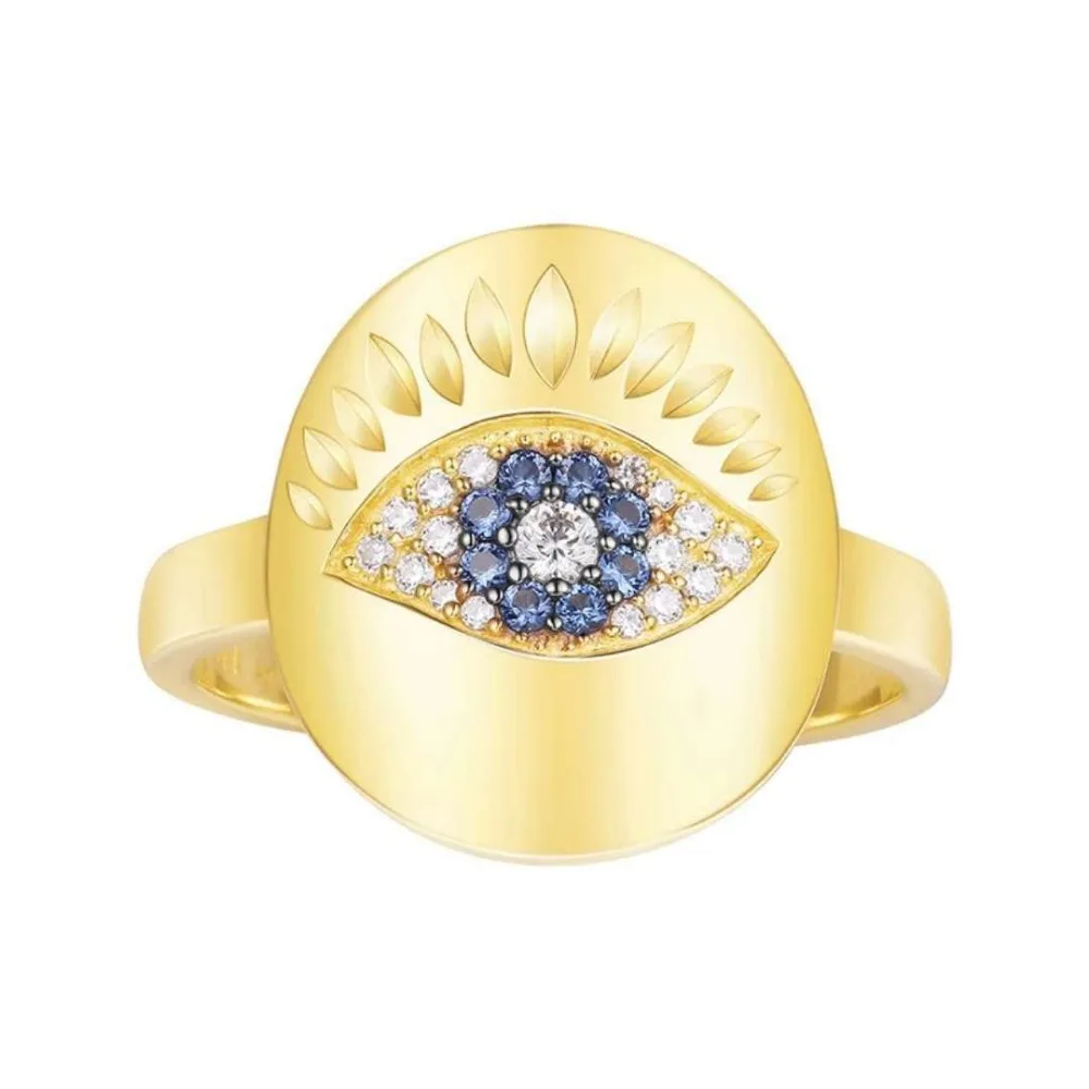 

Monaco Brand design 925 sterling silver blue white zircons evil eye ring for women ring jewelry famous luxury jewelry 2018