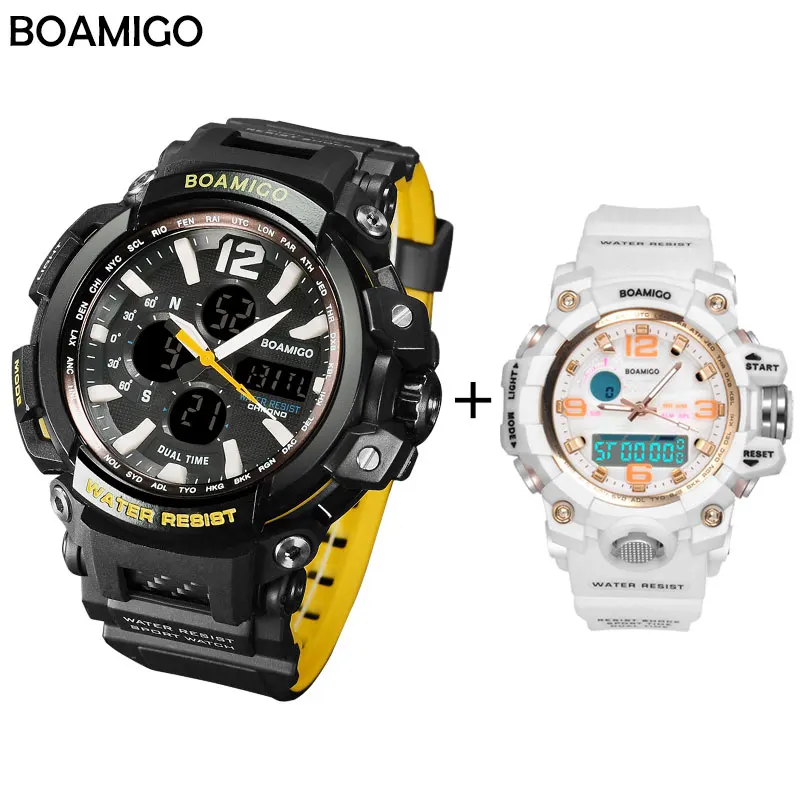 

BOAMIGO brand men sport watches set led digital 50m waterproof military quartz swim wristwatches male clock Relogio Masculino