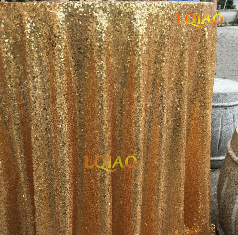 sequin tablecloth round gold-010