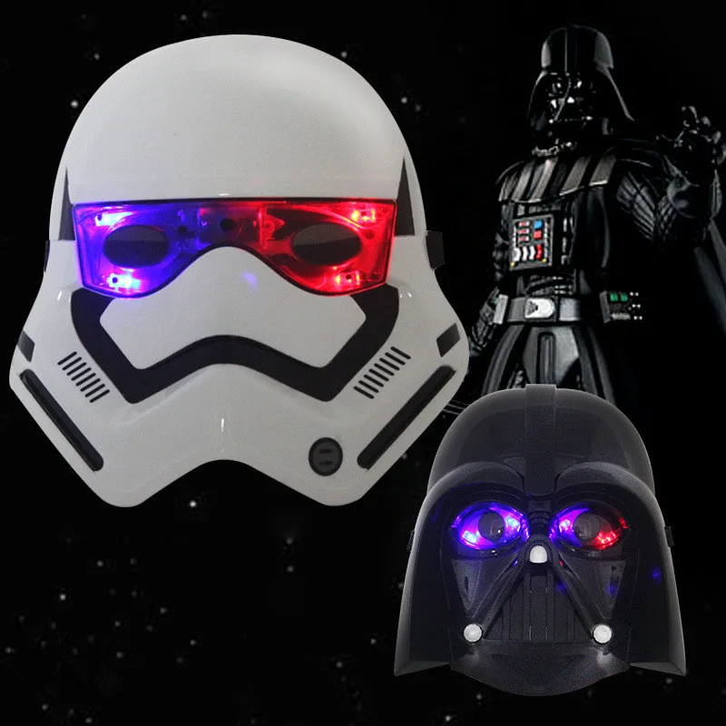 

Halloween Star Wars Mask LED Light Helmet Empire Clone White Soldiers Luminous Mask PV Darth Vader Christmas Black Masks