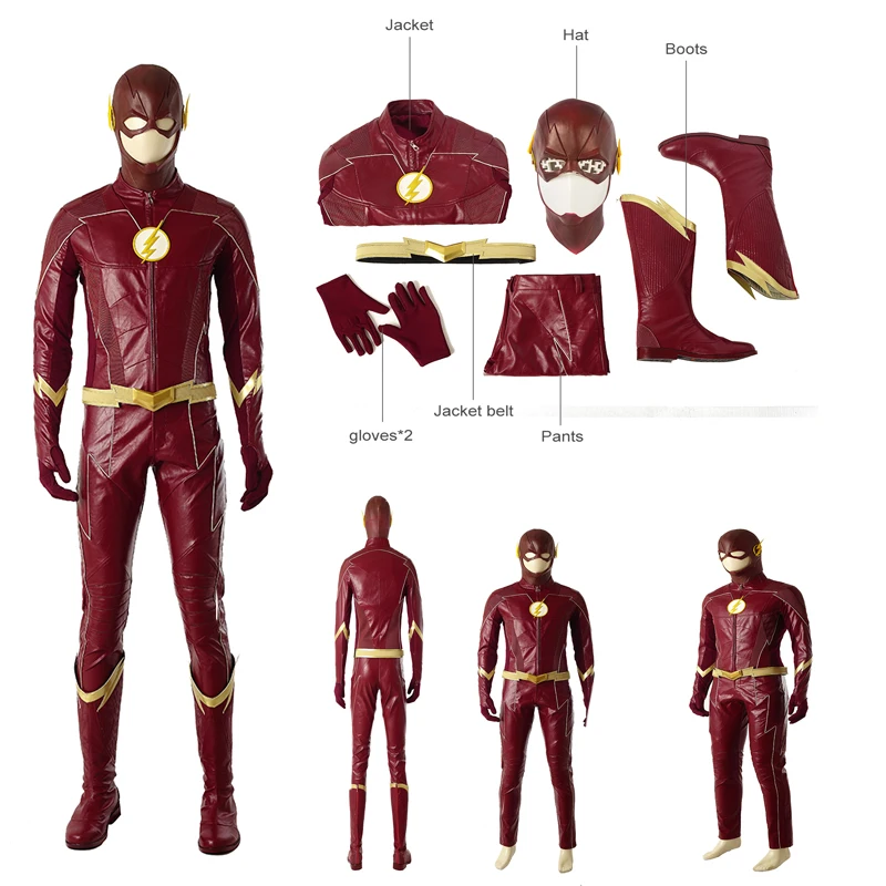 

NEW ARRIVAL The Flash Season 4 Barry Allen Flash Cosplay Costume Halloween Costumes Customized Suit Shoes